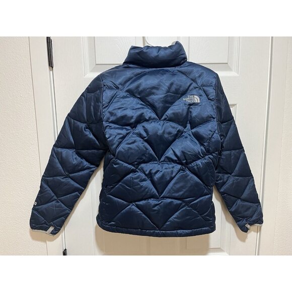 The north face womens XS MIDNIGHT BLUE puffer jacket 550 GOOSE DOWN FEATHER EUC - Picture 2 of 11